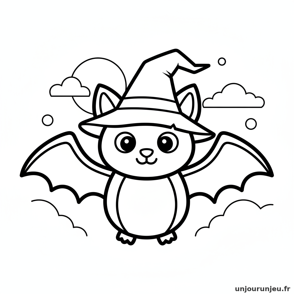 Coloriage Chauve Souris Chauve Souris Chapeau Sorciere 07