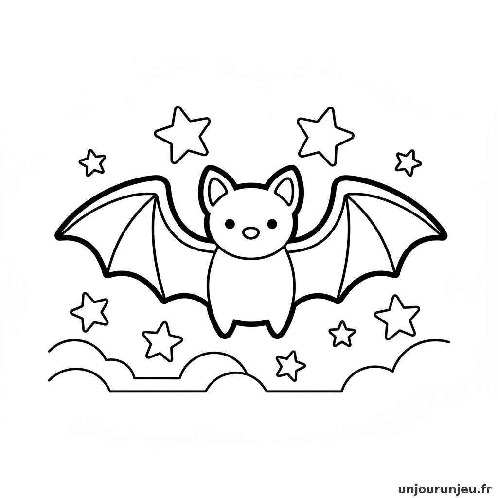 Coloriage Chauve Souris Chauve Souris Etoiles 08