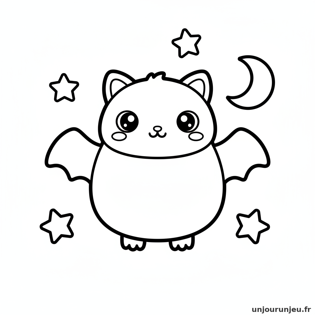 Coloriage Chauve Souris Chauve Souris Kawaii 18