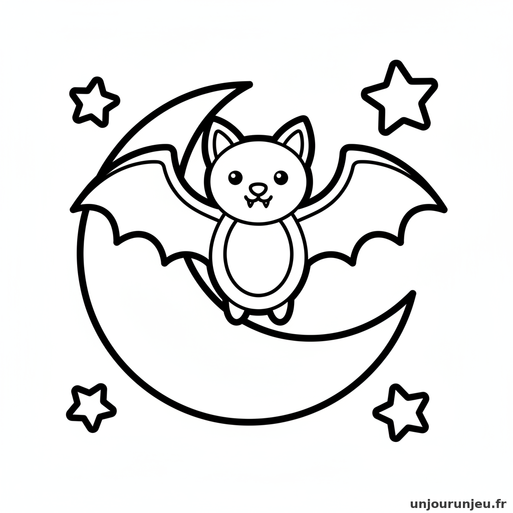 Coloriage Chauve Souris Chauve Souris Lune 02