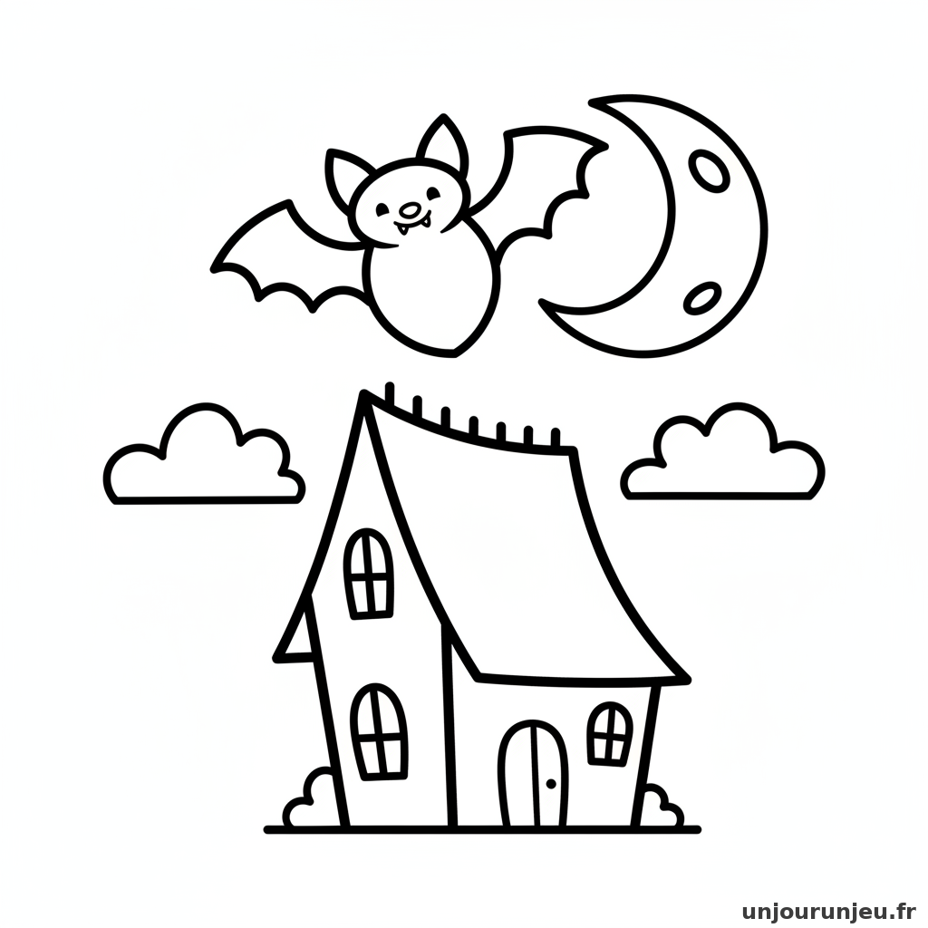 Coloriage Chauve Souris Chauve Souris Maison Hantee 17