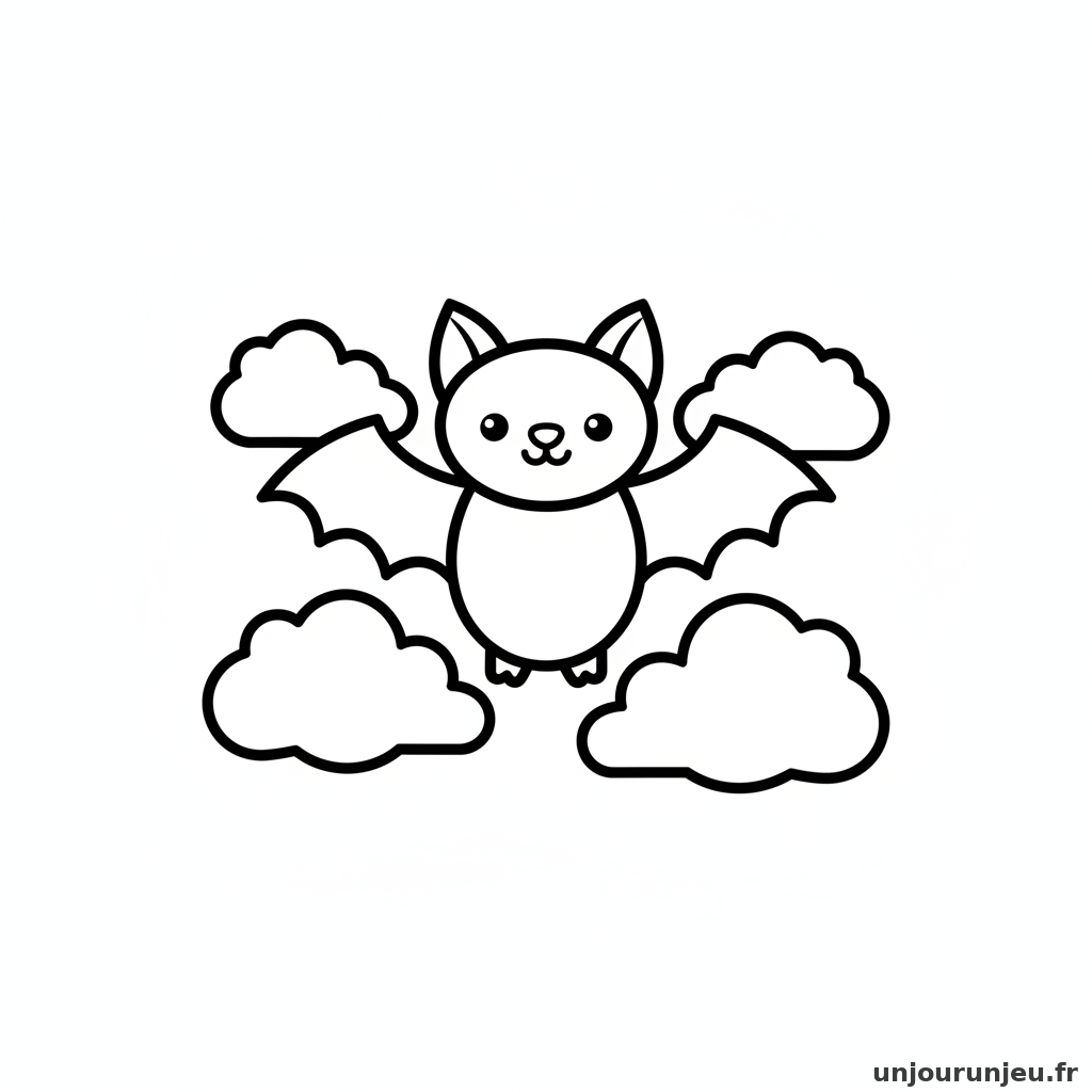 Coloriage Chauve Souris Chauve Souris Nuages 20