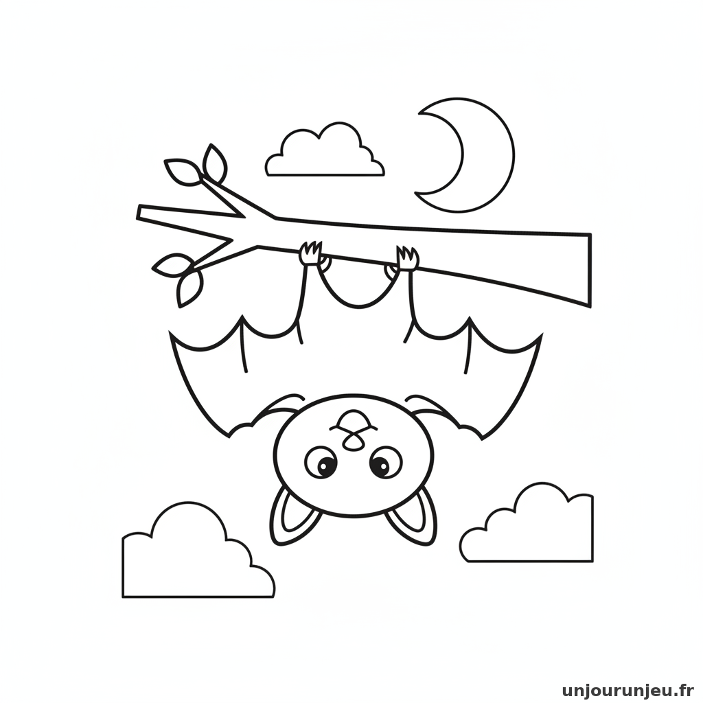 Coloriage Chauve Souris Chauve Souris Suspendue 04