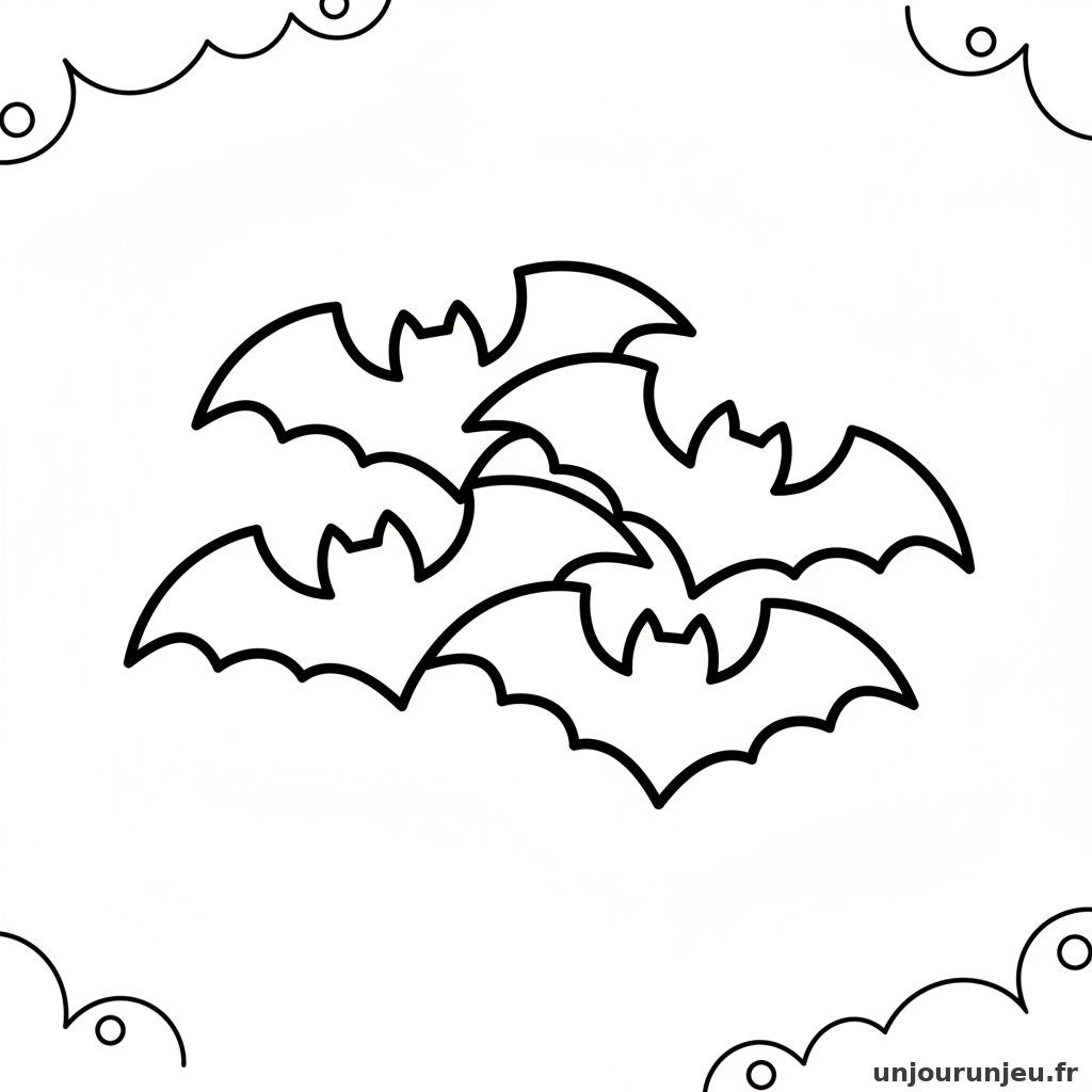 Coloriage Chauve Souris Groupe Chauve Souris 12