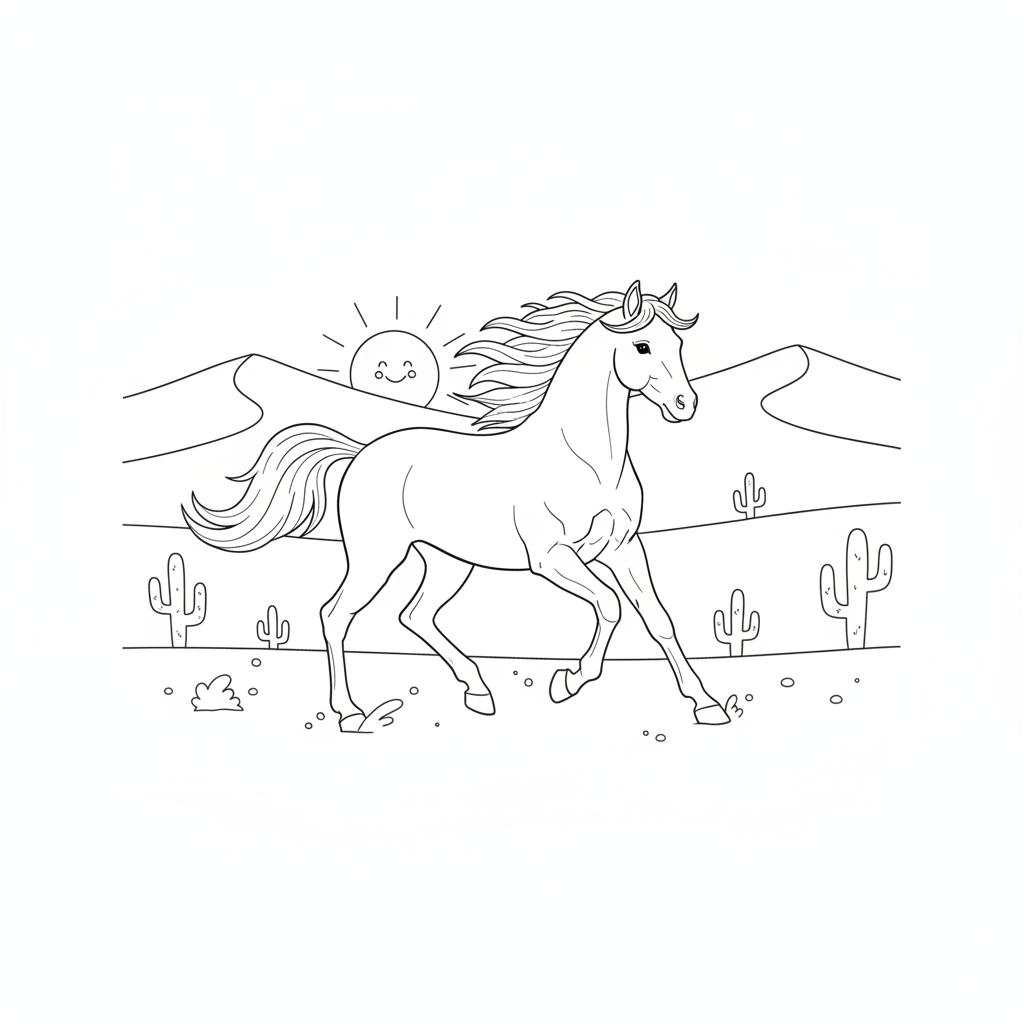 Coloriage Cheval Un Cheval Arabe Elegant Dans Le Desert 17