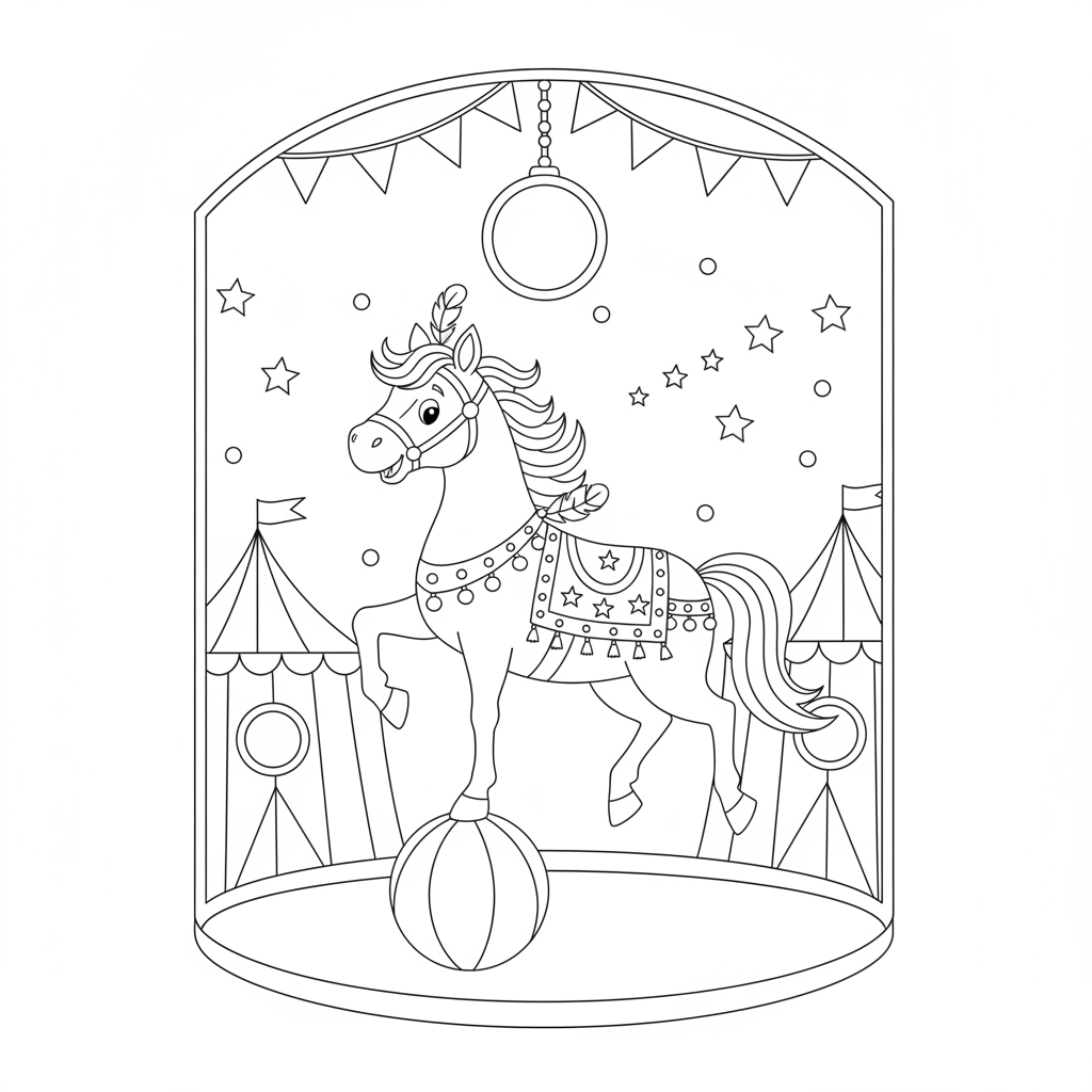 Coloriage Cheval Un Cheval De Cirque Qui Fait Des Acrobaties 09