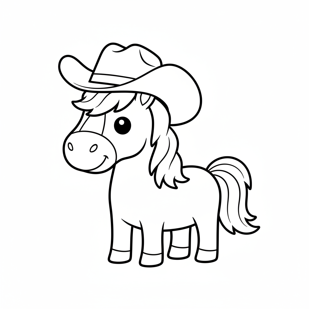 Coloriage Cheval Un Cheval Avec Un Chapeau De Cowboy 12