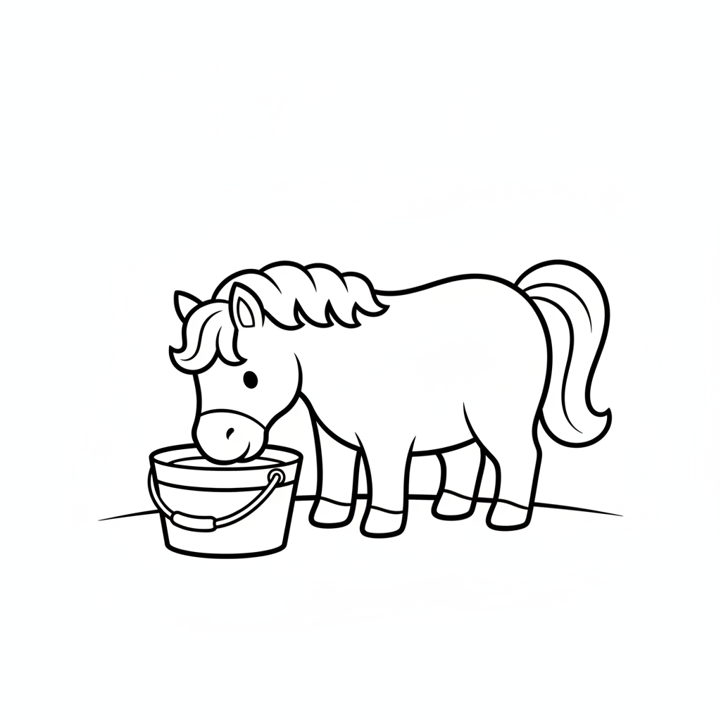 Coloriage Cheval Un Cheval Qui Boit Dans Un Seau 15