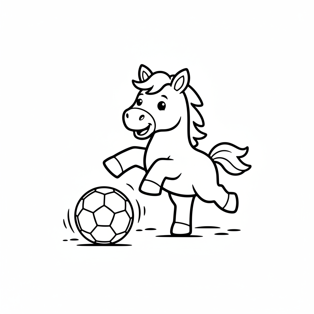 Coloriage Cheval Un Cheval Qui Joue Avec Un Ballon 20