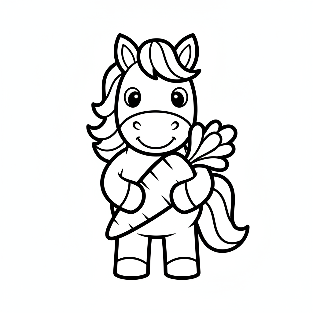 Coloriage Cheval Un Cheval Qui Tient Une Carotte 17