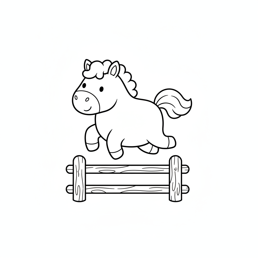 Coloriage Cheval Un Petit Cheval Qui Saute Par Dessus Une Barriere 11
