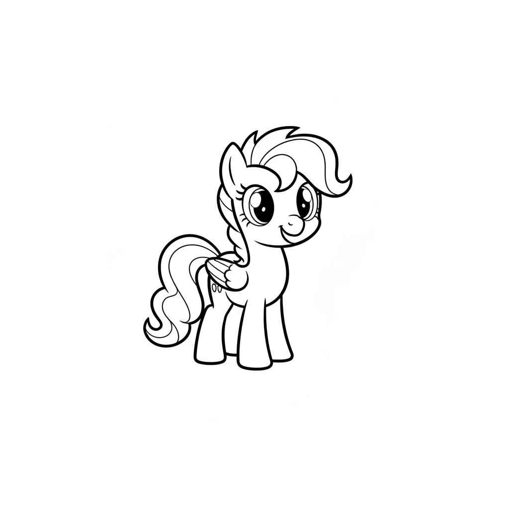 Coloriage Cheval Un Petit Poney Mignon Qui Sourit 01