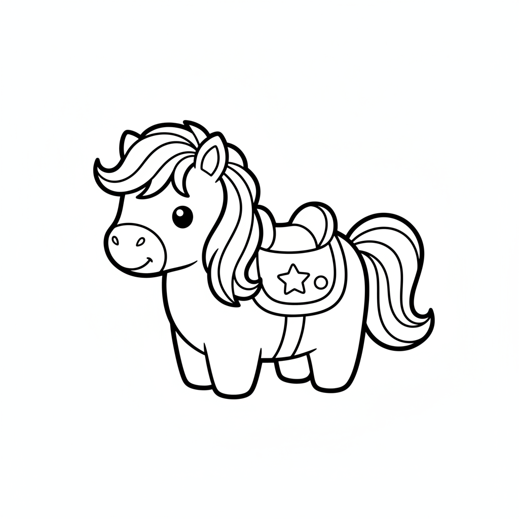 Coloriage Cheval Un Poney Avec Une Selle Coloree 18