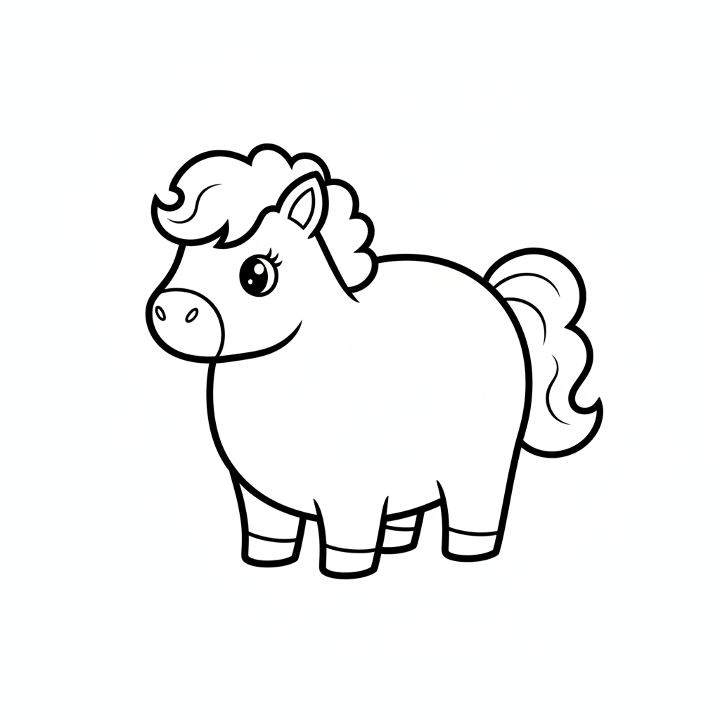 Coloriage Cheval Un Poney Rond Et Joufflu 13