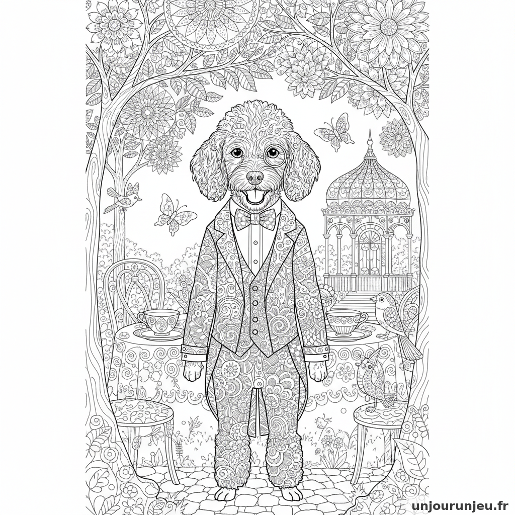 Coloriage Chien Chien Frac Mille Details Motifs 16