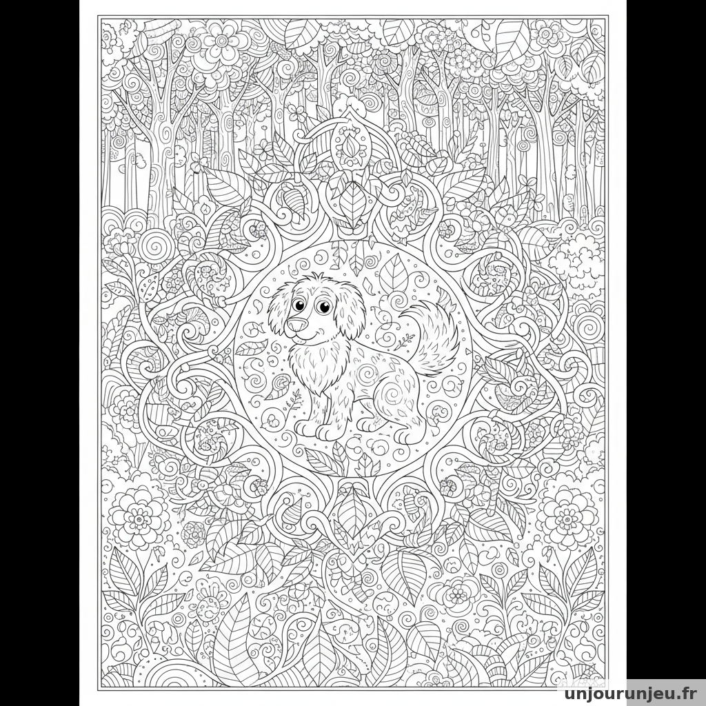 Coloriage Chien Chien Labyrinthe Vegetal Complexe 12