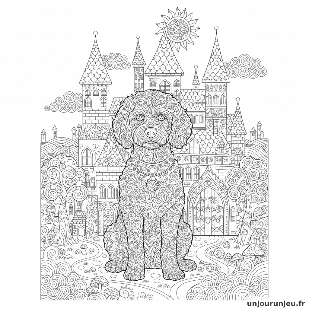 Coloriage Chien Grand Chien Gardien Dun Chateau Orne Mille Details 20