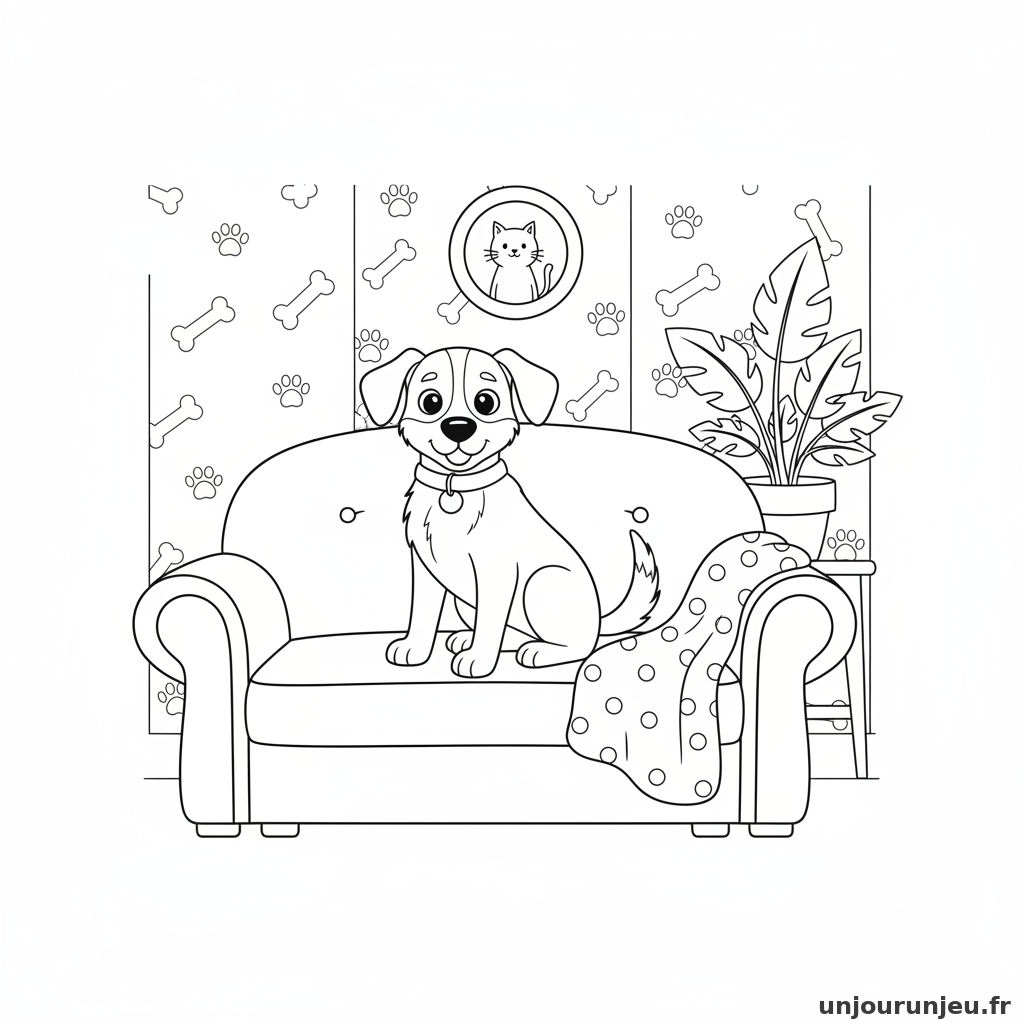 Coloriage Chien Chien Banquette Dun Canape 18