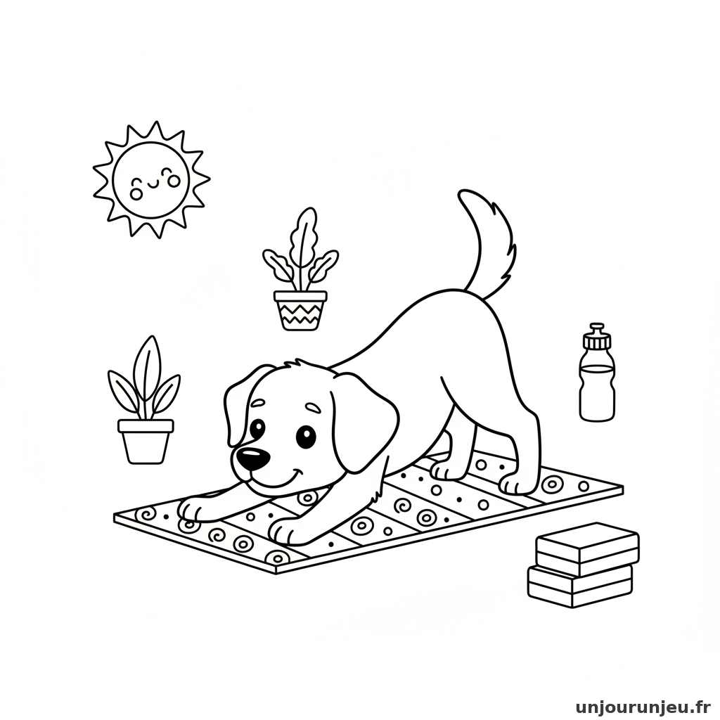 Coloriage Chien Chien Fait Yoga Tapis 16