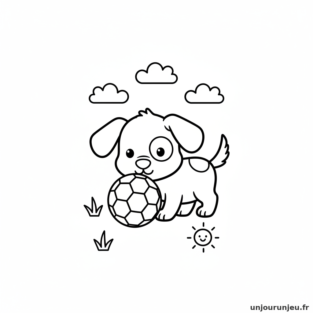 Coloriage Chien Chien Pousse Ballon Foot 11