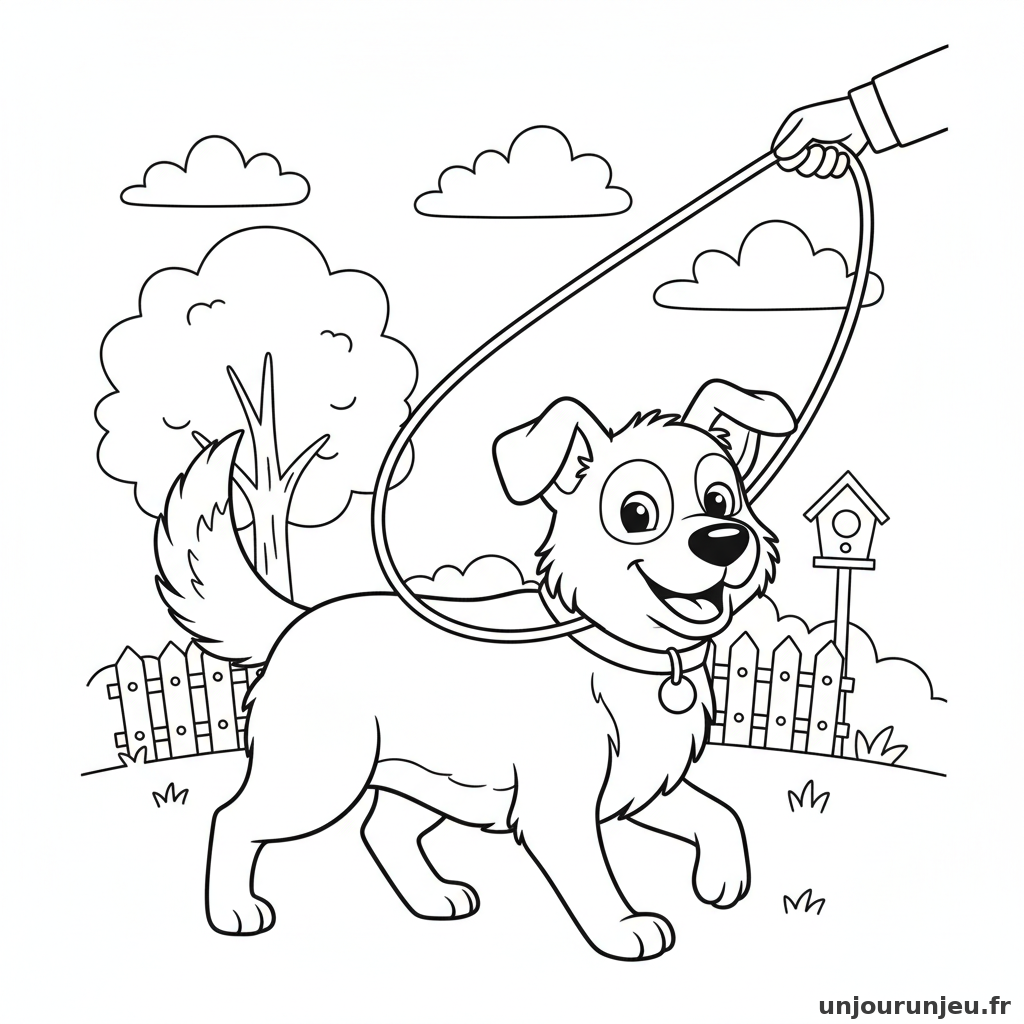 Coloriage Chien Chien Promene Laisse 04