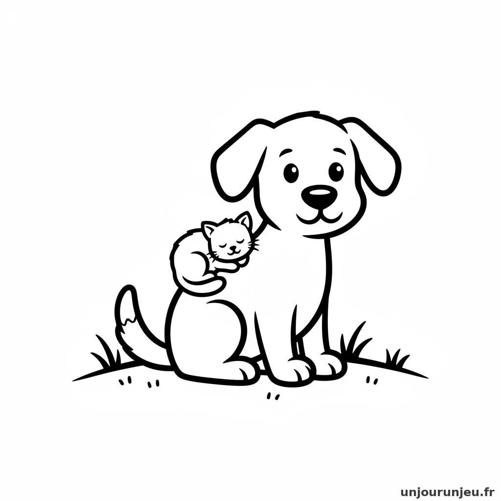 Coloriage Chien Chien Ami Chaton 14