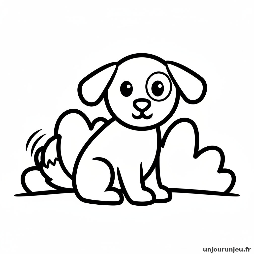 Coloriage Chien Chien Assis Remue Queue 02