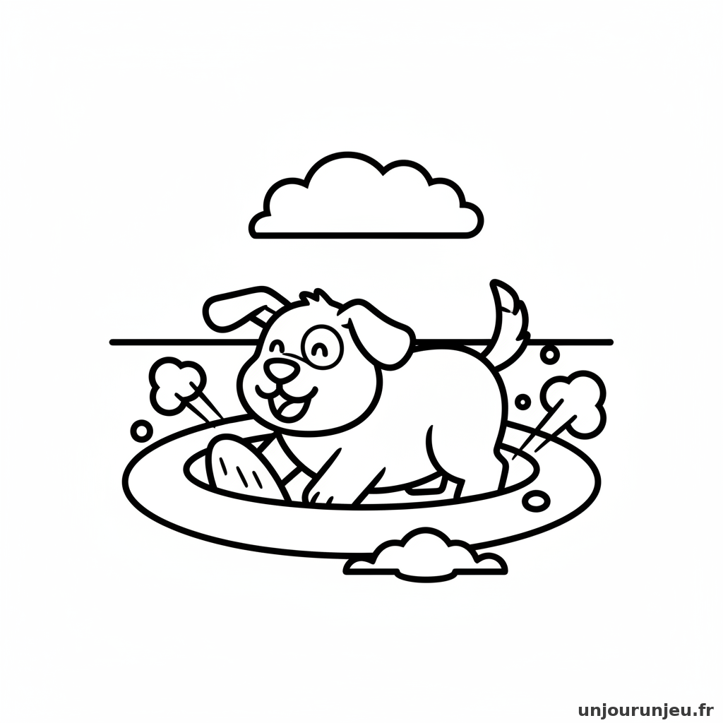 Coloriage Chien Chien Creuse Trou 15