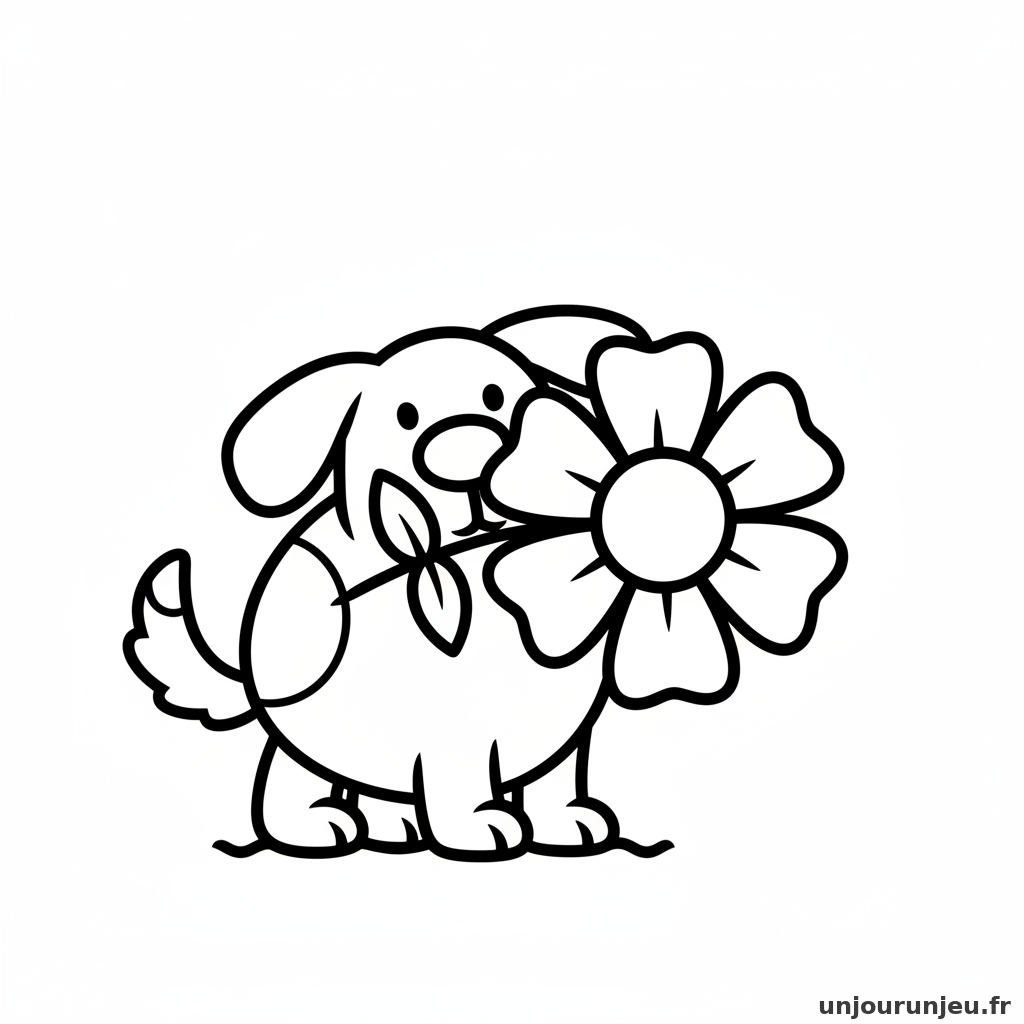 Coloriage Chien Chien Grosse Fleur Gueule 20