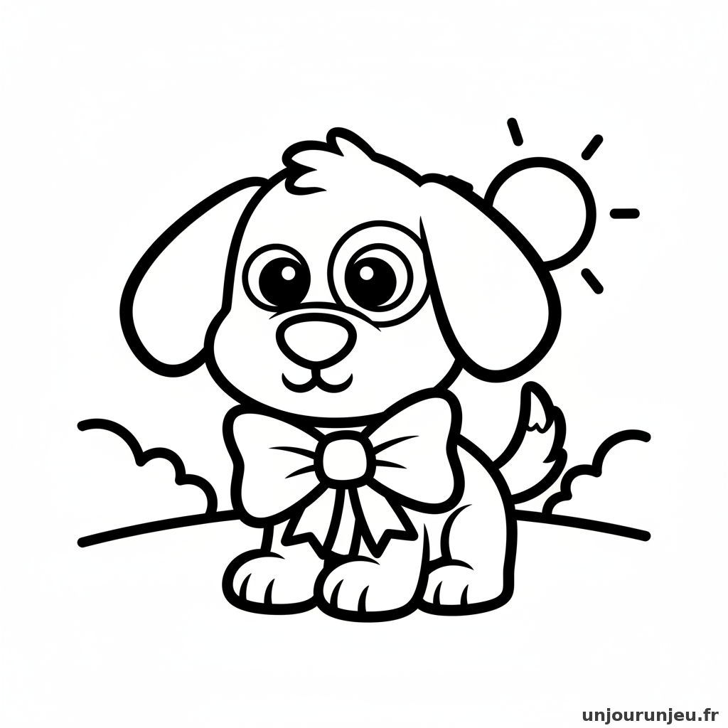 Coloriage Chien Chien Noeud Autour Cou 08
