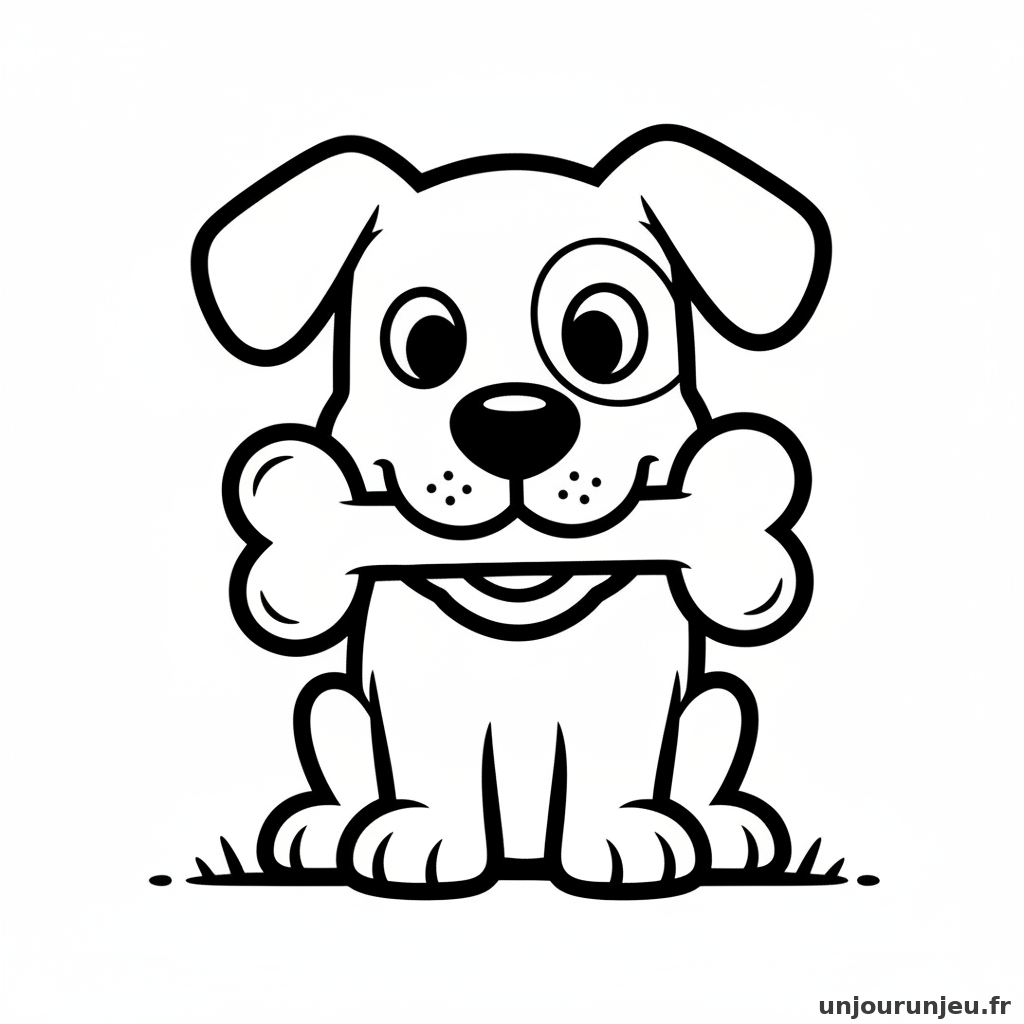 Coloriage Chien Chien Os Gueule 04