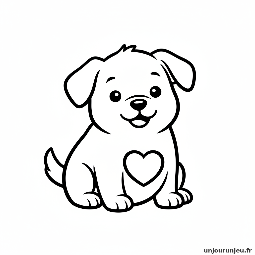 Coloriage Chien Chiot Coeur Ventre 12