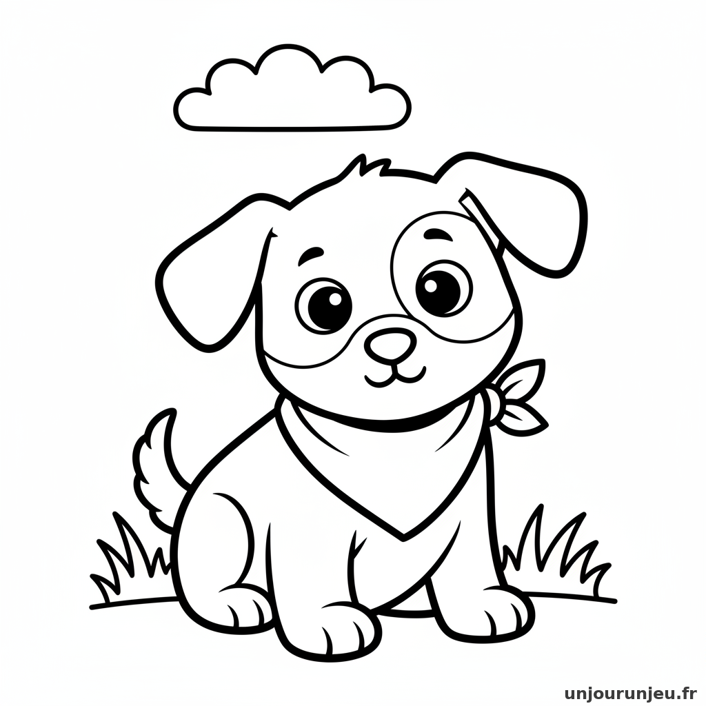 Coloriage Chien Chiot Foulard 16