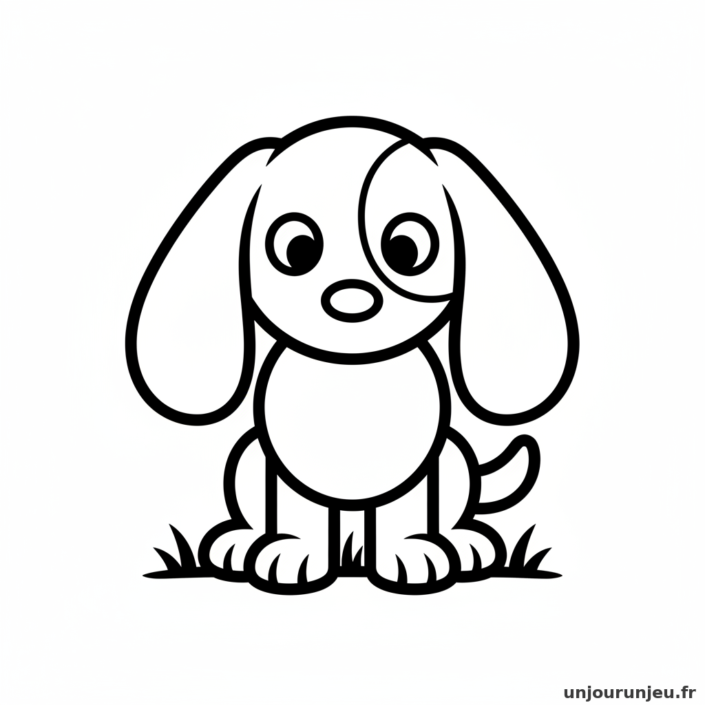 Coloriage Chien Chiot Grandes Oreilles Tombantes 06