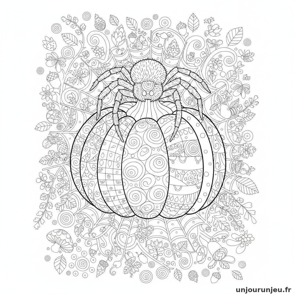 Coloriage Citrouille Citrouille Araignee 07