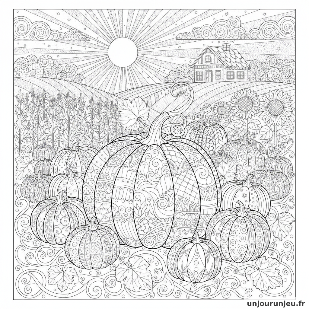 Coloriage Citrouille Citrouille Champ 08