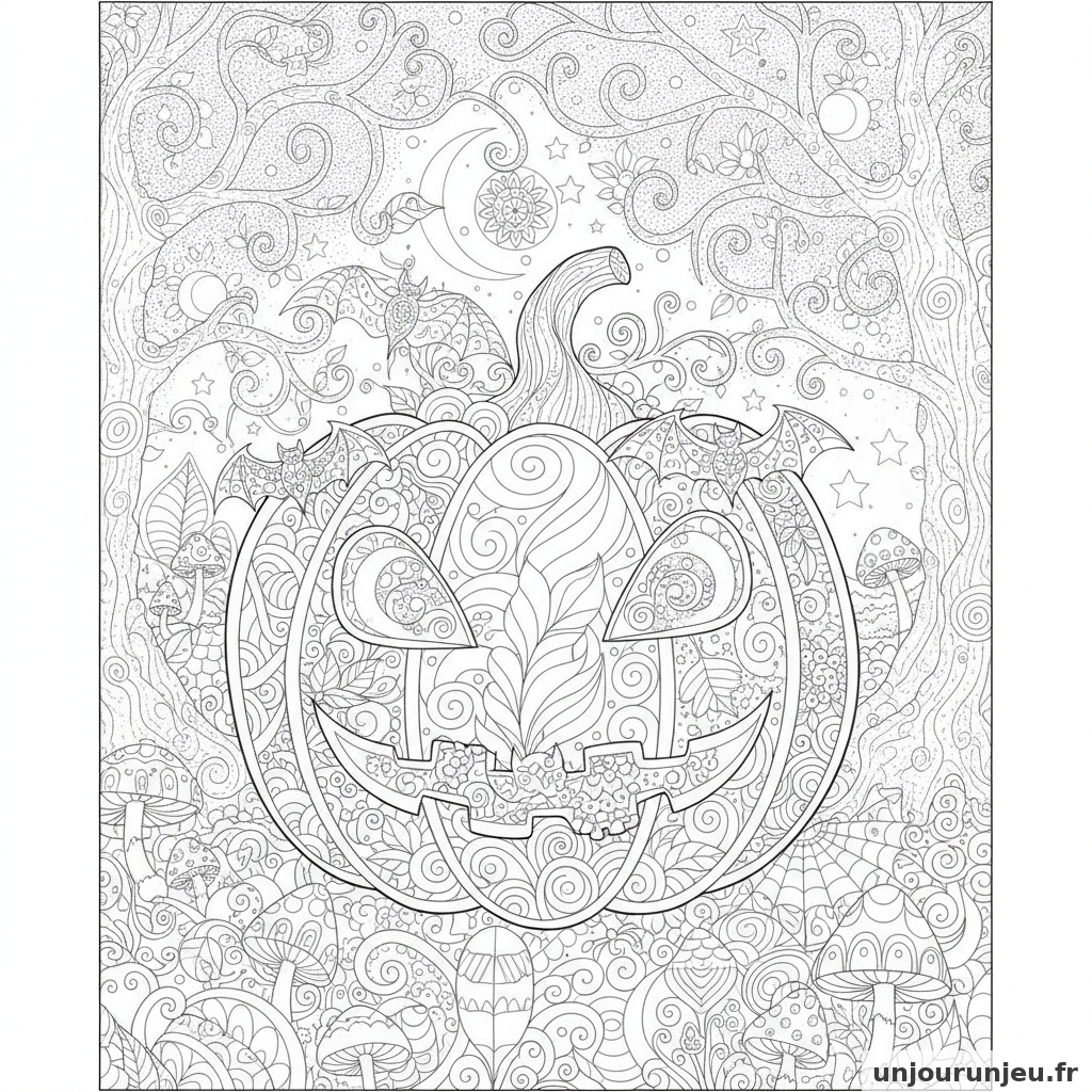 Coloriage Citrouille Citrouille Chauve Souris 10