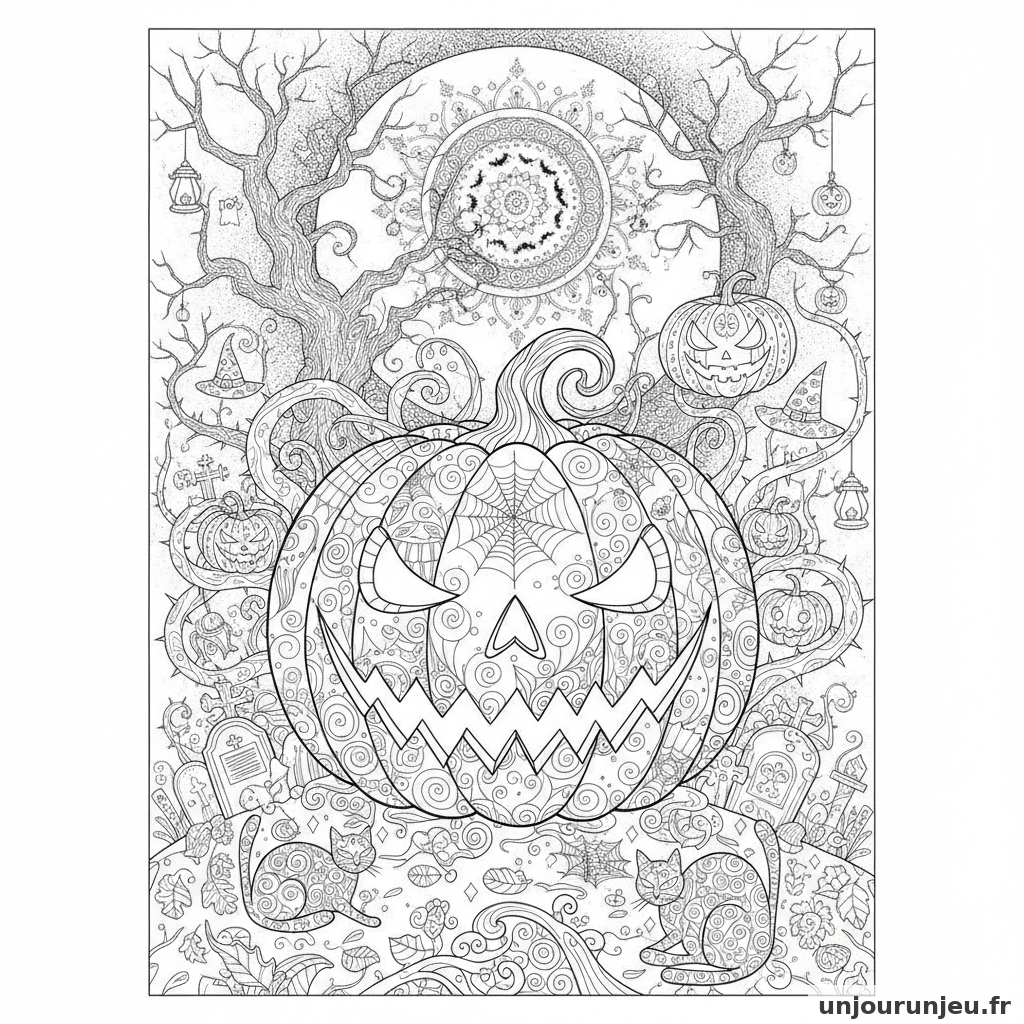 Coloriage Citrouille Citrouille Effrayante 02