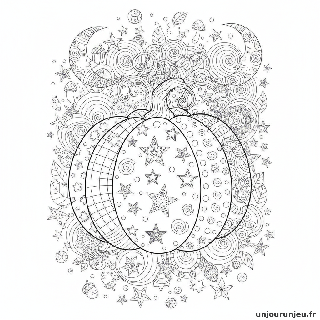 Coloriage Citrouille Citrouille Etoiles 12