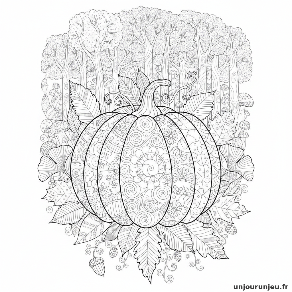 Coloriage Citrouille Citrouille Feuilles Dautomne 18