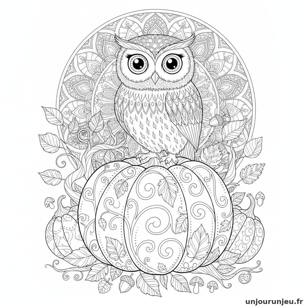 Coloriage Citrouille Citrouille Hibou 13