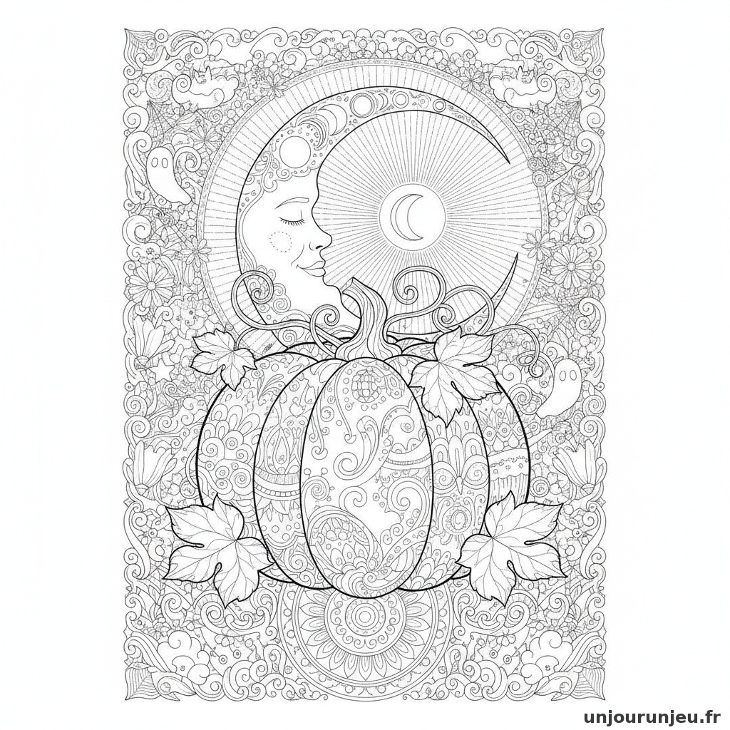 Coloriage Citrouille Citrouille Lune 14