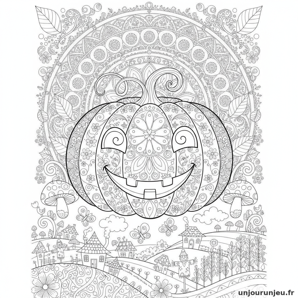 Coloriage Citrouille Citrouille Souriante 01