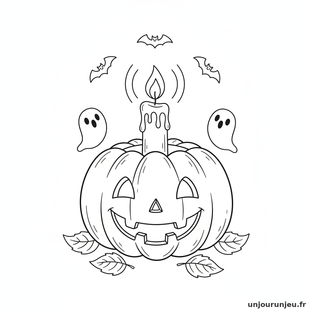 Coloriage Citrouille Citrouille Bougie 04