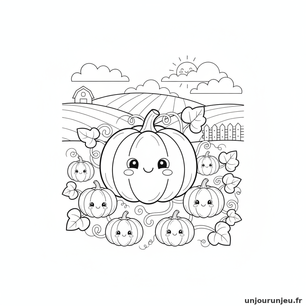 Coloriage Citrouille Citrouille Champ 08