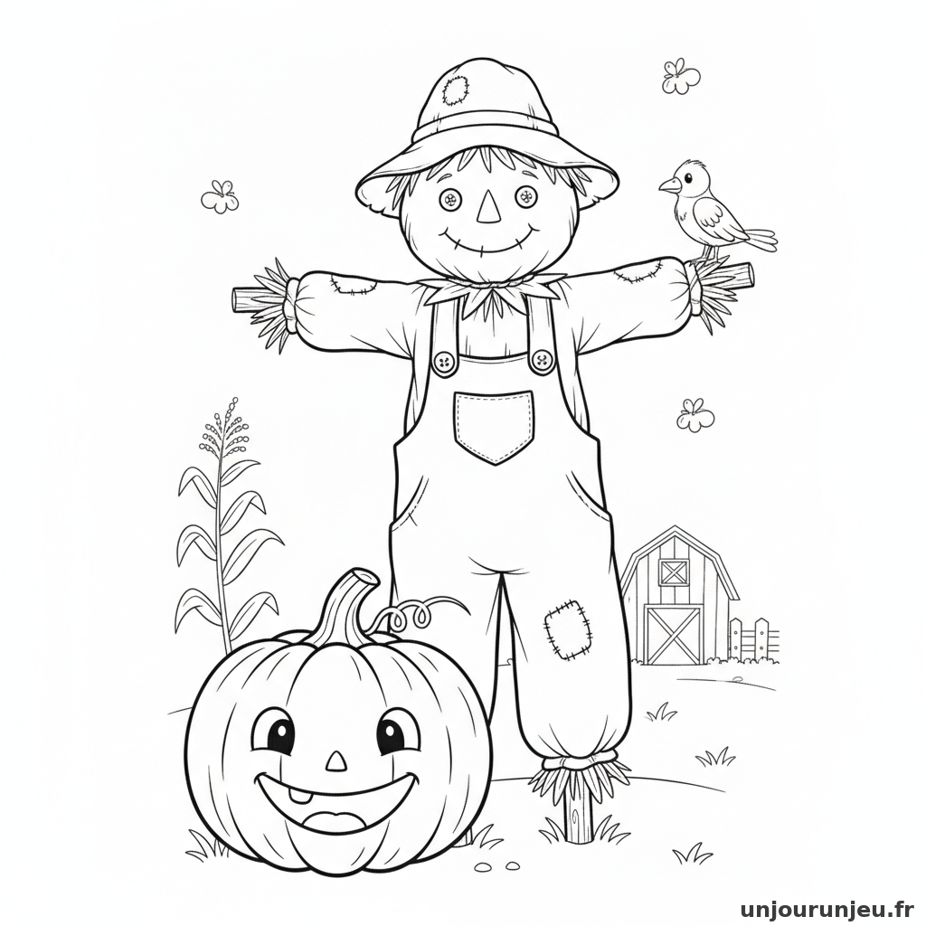Coloriage Citrouille Citrouille Epouvantail 19