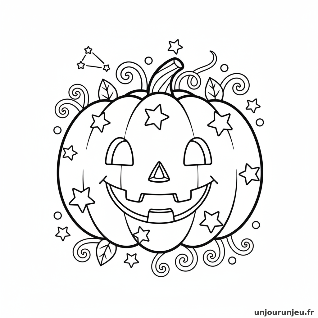 Coloriage Citrouille Citrouille Etoiles 12