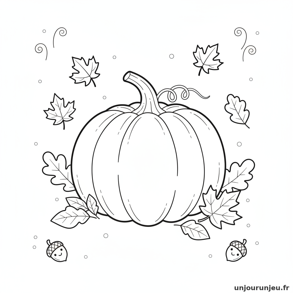 Coloriage Citrouille Citrouille Feuilles Dautomne 18