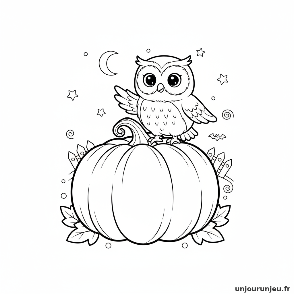 Coloriage Citrouille Citrouille Hibou 13