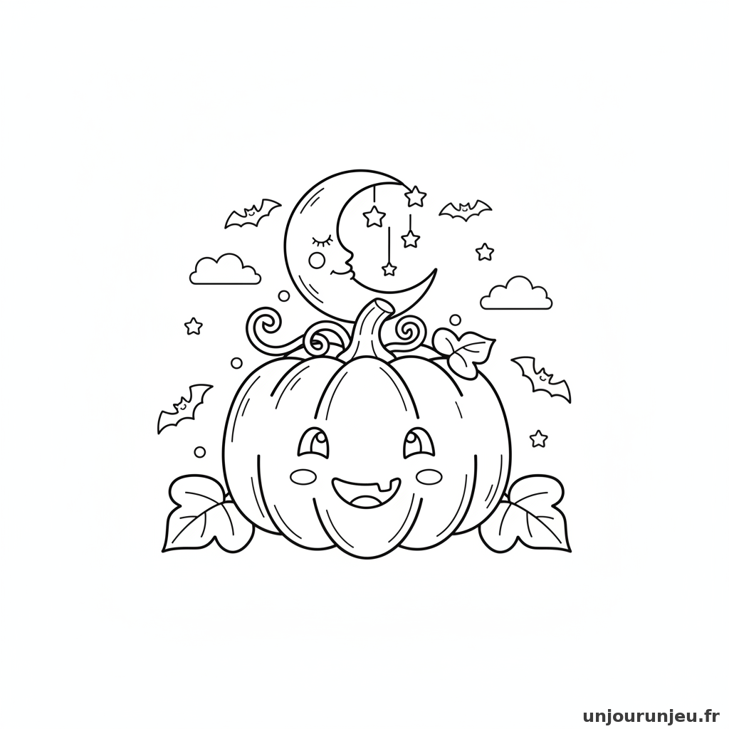 Coloriage Citrouille Citrouille Lune 14